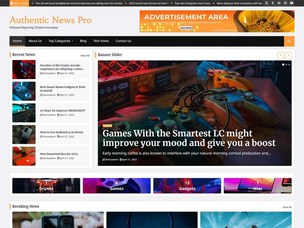 Authentic News Pro » The WordPress Magazine Theme » Ascendoor