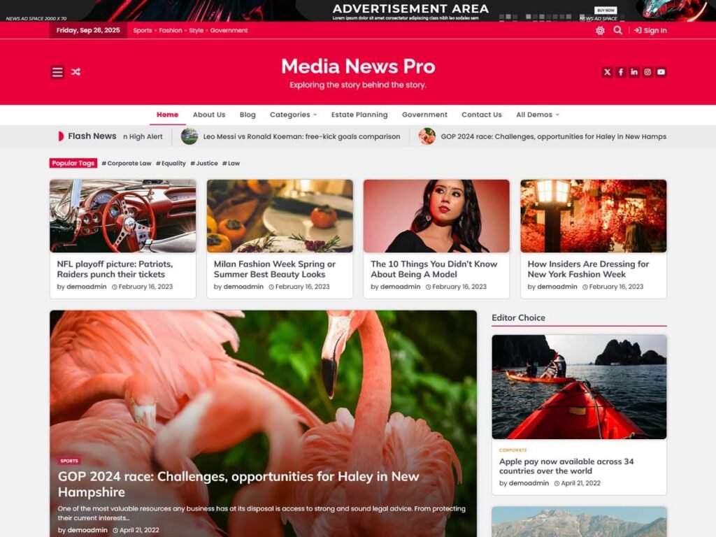 Media News Pro » The WordPress Magazine Theme » Ascendoor